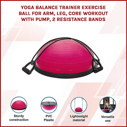 Yoga Balance Trainer Exercise Ball for Arm, Leg, Core Workout with Pump, 2 Resistance Bands Sports & Fitness Kings Warehouse