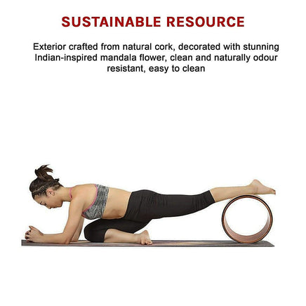 Yoga Pilates Wheel Cork Circle Prop Back Chest Hips Abdomen Stretch Roller Sports & Fitness Kings Warehouse