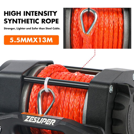 ZESUPER 12V Winch 4500LBS Electric Winch ATV Winch Synthetic Rope BOAT Trailer Auto Accessories Kings Warehouse