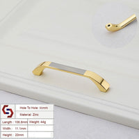 Zinc Kitchen Cabinet Handles Bar Drawer Handle Pull gold color hole to hole 96MM Kings Warehouse