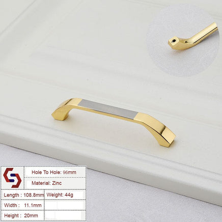 Zinc Kitchen Cabinet Handles Bar Drawer Handle Pull gold color hole to hole 96MM Kings Warehouse