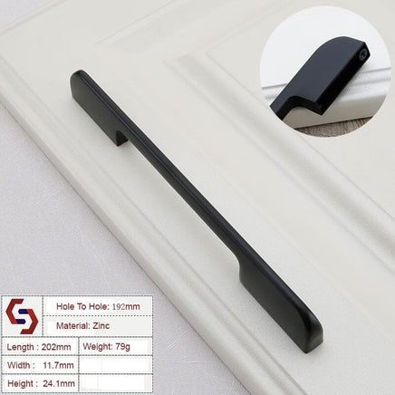 Zinc Kitchen Cabinet Handles Drawer Bar Handle Pull BLACK hole to hole size 192mm Kings Warehouse