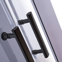 100 x 100cm Rounded Sliding 6mm Curved Shower Screen with Base in Black Kings Warehouse