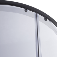 100 x 100cm Rounded Sliding 6mm Curved Shower Screen with Base in Black Kings Warehouse 