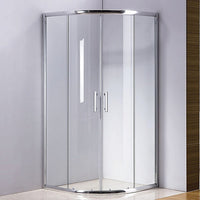 100 x 100cm Rounded Sliding 6mm Curved Shower Screen with Base in Chrome Kings Warehouse