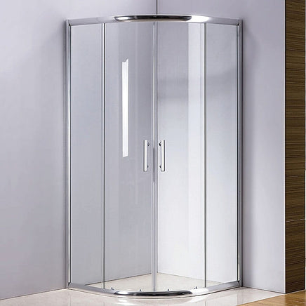 100 x 100cm Rounded Sliding 6mm Curved Shower Screen with Base in Chrome Kings Warehouse