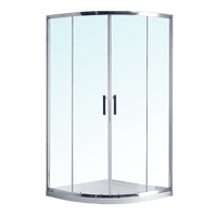 100 x 100cm Rounded Sliding 6mm Curved Shower Screen with Base in Chrome Kings Warehouse