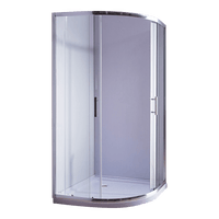 100 x 100cm Rounded Sliding 6mm Curved Shower Screen with Base in Chrome Kings Warehouse