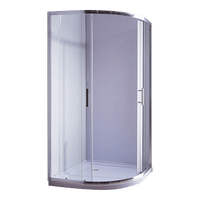 100 x 100cm Rounded Sliding 6mm Curved Shower Screen with Base in Chrome Kings Warehouse 