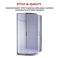 100 x 100cm Rounded Sliding 6mm Curved Shower Screen with Base in Chrome Kings Warehouse