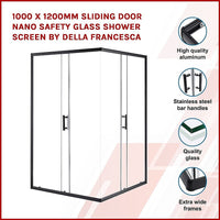 1000 x 1200mm Sliding Door Nano Safety Glass Shower Screen By Della Francesca Kings Warehouse 