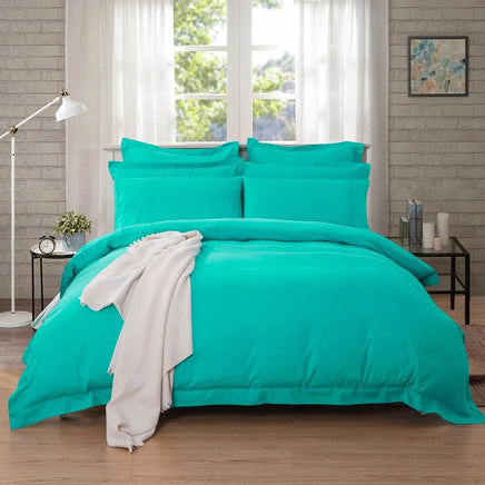 1000TC Tailored Double Size Teal Duvet Doona Quilt Cover Set Kings Warehouse