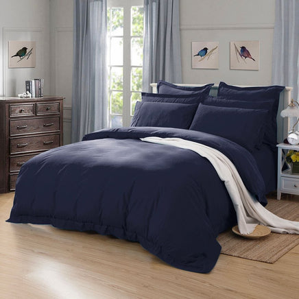 1000TC Tailored Queen Size Quilt/Doona/Duvet Cover Set - Midnight Blue Kings Warehouse