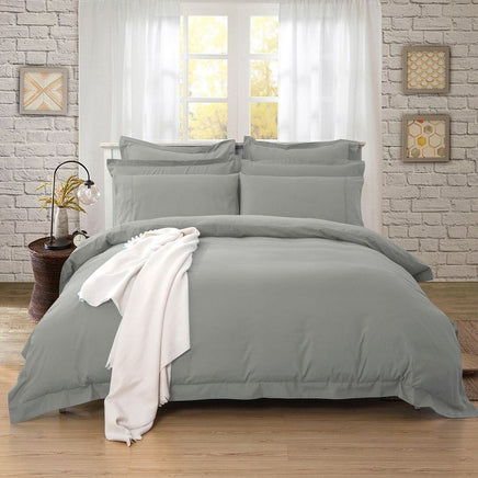 1000TC Tailored Single Size Grey Duvet Doona Quilt Cover Set Kings Warehouse