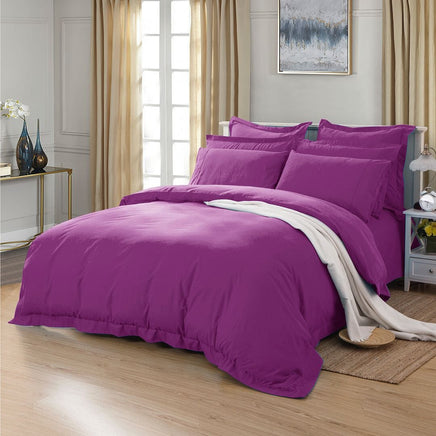 1000TC Tailored Single Size Purple Duvet Doona Quilt Cover Set Kings Warehouse