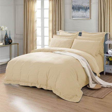 1000TC Tailored Single Size Yellow Cream Duvet Doona Quilt Cover Set Kings Warehouse