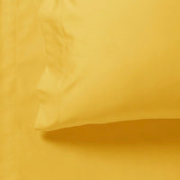 1000TC Ultra Soft Fitted Sheet & 2 Pillowcases Set - Queen Size Bed - Yellow Kings Warehouse