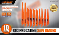 10Pc Reciprocating Saw Blades Set For Wood Metal Timber Demolition Cutting Tool Kings Warehouse