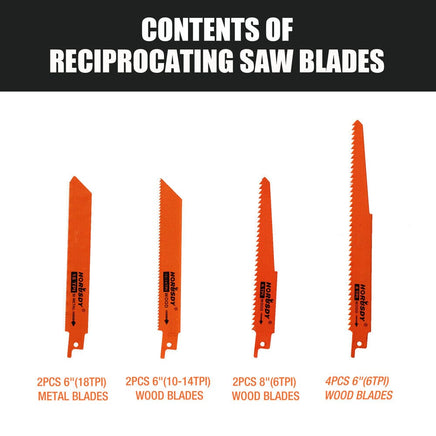 10Pc Reciprocating Saw Blades Set For Wood Metal Timber Demolition Cutting Tool Kings Warehouse