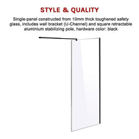 1100 x 2100mm Frameless 10mm Safety Glass Shower Screen Kings Warehouse