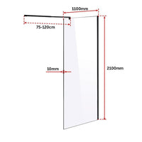 1100 x 2100mm Frameless 10mm Safety Glass Shower Screen Kings Warehouse