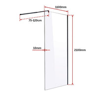 1100 x 2100mm Frameless 10mm Safety Glass Shower Screen Kings Warehouse