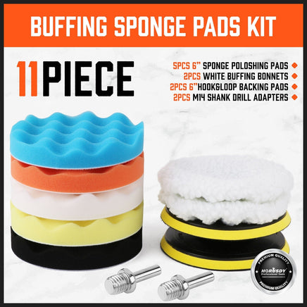 11Pc 6" Buffing Waxing Polishing Pads Kit Sponge Pad Set For Car Polisher Drill Kings Warehouse
