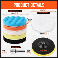 11Pc 6" Buffing Waxing Polishing Pads Kit Sponge Pad Set For Car Polisher Drill Kings Warehouse