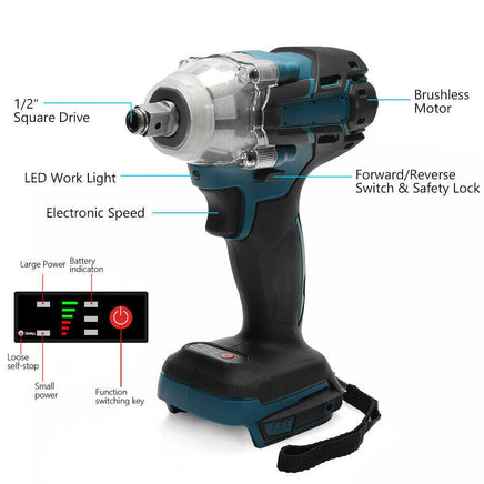 1/2" Cordless Impact Wrench Driver Brushless Rattle Gun For Makita 18V Battery Kings Warehouse