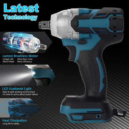 1/2" Cordless Impact Wrench Driver Brushless Rattle Gun For Makita 18V Battery Kings Warehouse