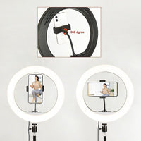 12 Inch LED Video Ring Light with Tabletop Light Stand and Phone Holder Black Kings Warehouse
