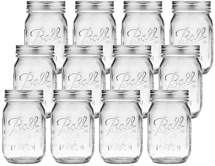 12 Pieces Canning Jars - 480ml Mason Jar Empty Glass Spice Bottles with Airtight Lids and Labels Appliances Supplies Kings Warehouse