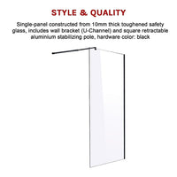 1200 x 2100mm Frameless 10mm Safety Glass Shower Screen Kings Warehouse