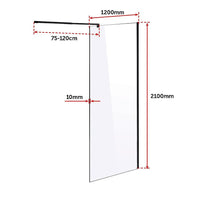 1200 x 2100mm Frameless 10mm Safety Glass Shower Screen Kings Warehouse