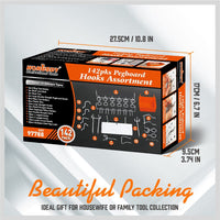 142Pc Pegboard Hooks Set Peg board Hanger Assortment Storage Trays Organizer Bin Kings Warehouse