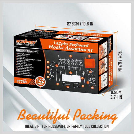 142Pc Pegboard Hooks Set Peg board Hanger Assortment Storage Trays Organizer Bin Kings Warehouse