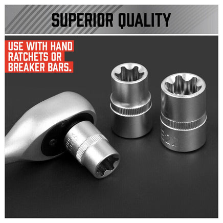 14Pc E Torx Socket Set Female Start Bit External Hex Torque E4-E24 With Case Kings Warehouse