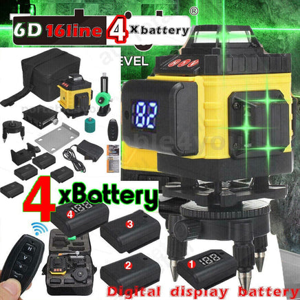 16 Line Laser Level 4D Green Light Auto Self Leveling 360 degree Rotary Cross Kings Warehouse
