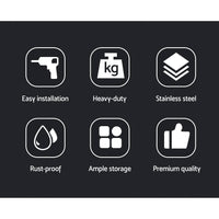 1800mm Stainless Steel Wall Shelf Kitchen Shelves Rack Mounted Display Shelving Kings Warehouse