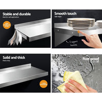 1800mm Stainless Steel Wall Shelf Kitchen Shelves Rack Mounted Display Shelving Kings Warehouse