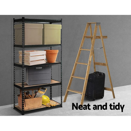 1.8M 5-Shelves Steel Warehouse Shelving Racking Garage Storage Rack Grey Kings Warehouse