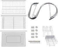 2 Tier Dish Rack with Drain Board for Kitchen Counter and Plated Chrome Dish Dryer Silver 42 x 25,5 x 38 cm Kings Warehouse