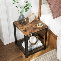 2-Tier Side Table with Storage Shelf with Metal Frame Rustic Brown bedroom furniture Kings Warehouse