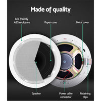 2 x 6" In Ceiling Speakers Home 80W Speaker Theatre Stereo Outdoor Multi Room Speakers Kings Warehouse