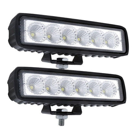 2 x 6inch 18W LED Work Light Bar Driving Lamp Flood Truck Offroad MINING UTE 4WD Kings Warehouse