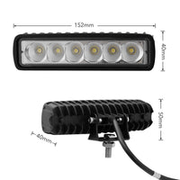 2 x 6inch 18W LED Work Light Bar Driving Lamp Flood Truck Offroad MINING UTE 4WD Kings Warehouse