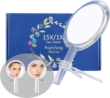 20X Magnifying Hand Mirror Two Sided Use for Makeup Application, Tweezing, and Blackhead/Blemish Removal (15 cm Silver) Kings Warehouse