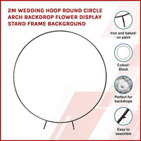 2M Wedding Hoop Round Circle Arch Backdrop Flower Display Stand Frame Background garden supplies Kings Warehouse