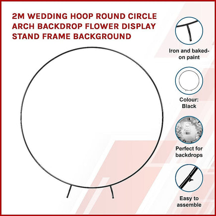 2M Wedding Hoop Round Circle Arch Backdrop Flower Display Stand Frame Background garden supplies Kings Warehouse