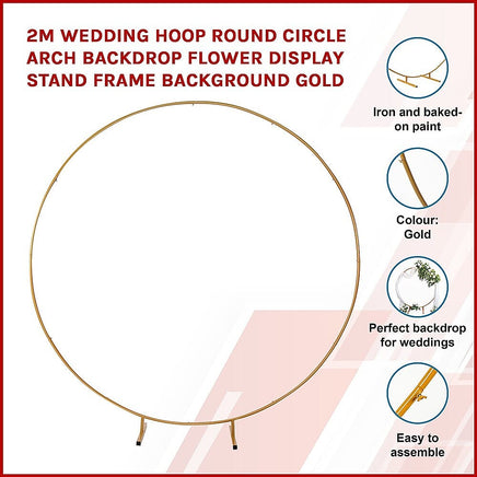 2M Wedding Hoop Round Circle Arch Backdrop Flower Display Stand Frame Background garden supplies Kings Warehouse